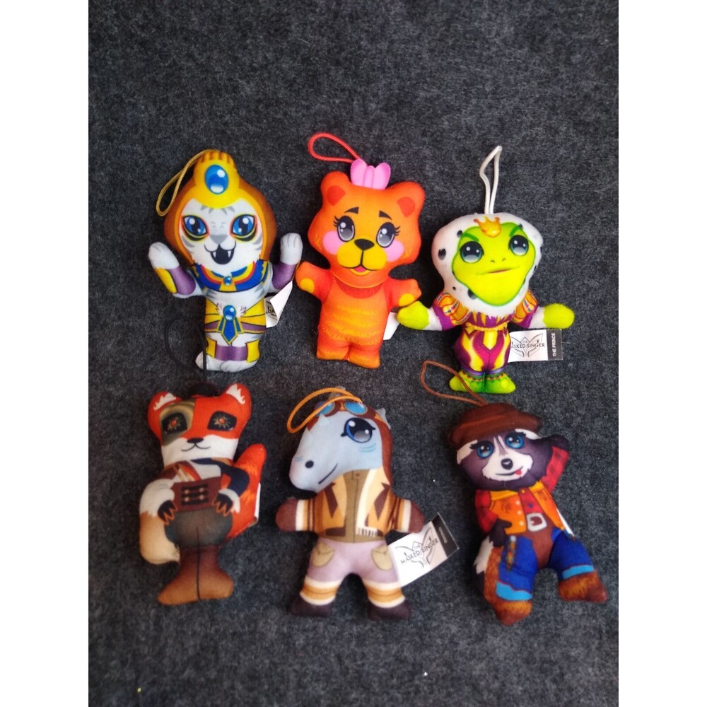 McDonalds Masked Singer Lot of 6 White Tiger Plush Cat Astronaut Frog Prince Etc